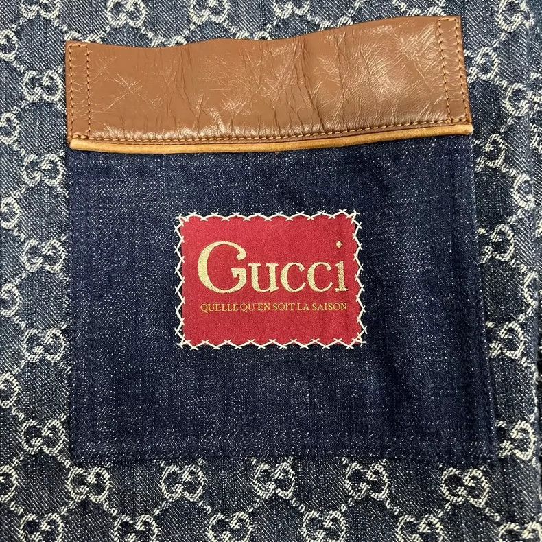 Gucci Gucci G Monogram Denim Jacket with Leather Trim Size US M / EU 48-50 / 2 - 5 Thumbnail
