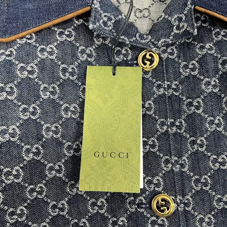 Gucci Gucci G Monogram Denim Jacket with Leather Trim Size US M / EU 48-50 / 2 - 6 Thumbnail
