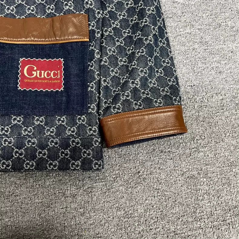 Gucci Gucci G Monogram Denim Jacket with Leather Trim Size US M / EU 48-50 / 2 - 4 Thumbnail