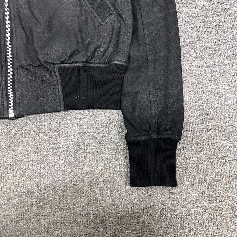 Rick Owens Distressed Black Leather Jacket