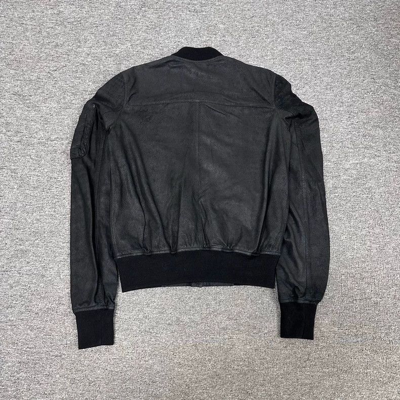 Rick Owens Distressed Black Leather Jacket