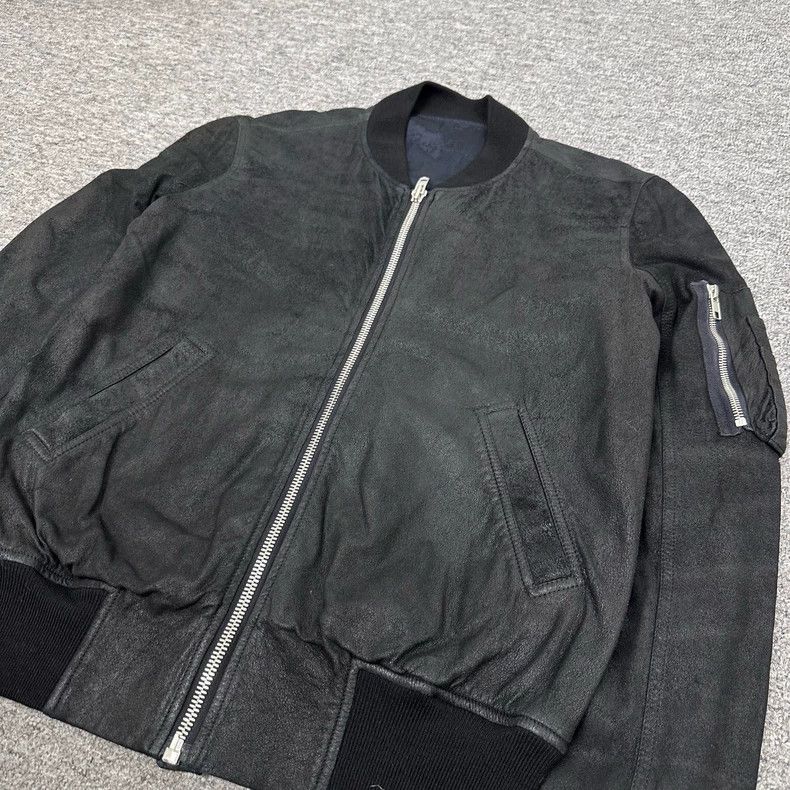 Rick Owens Distressed Black Leather Jacket