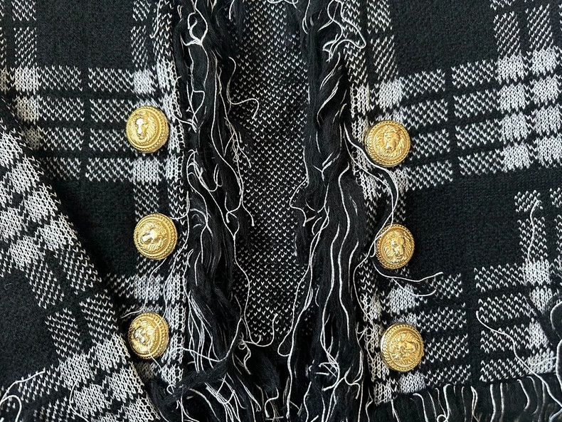 Balmain Balmain Plaid Jacket with Fringe Detail Size US M / EU 48-50 / 2 - 3 Thumbnail