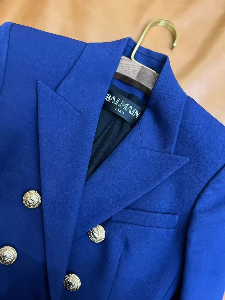 Balmain Classic Blue Double-Breasted Balmain Suit Size US M / EU 48-50 / 2 - 3 Thumbnail