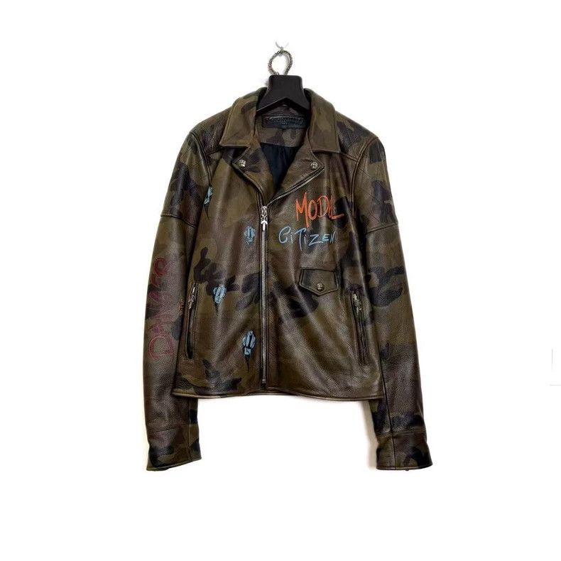 Chrome Hearts Chrome Hearts Hand-painted Camo Leather Jacket Size US M / EU 48-50 / 2 - 2 Thumbnail