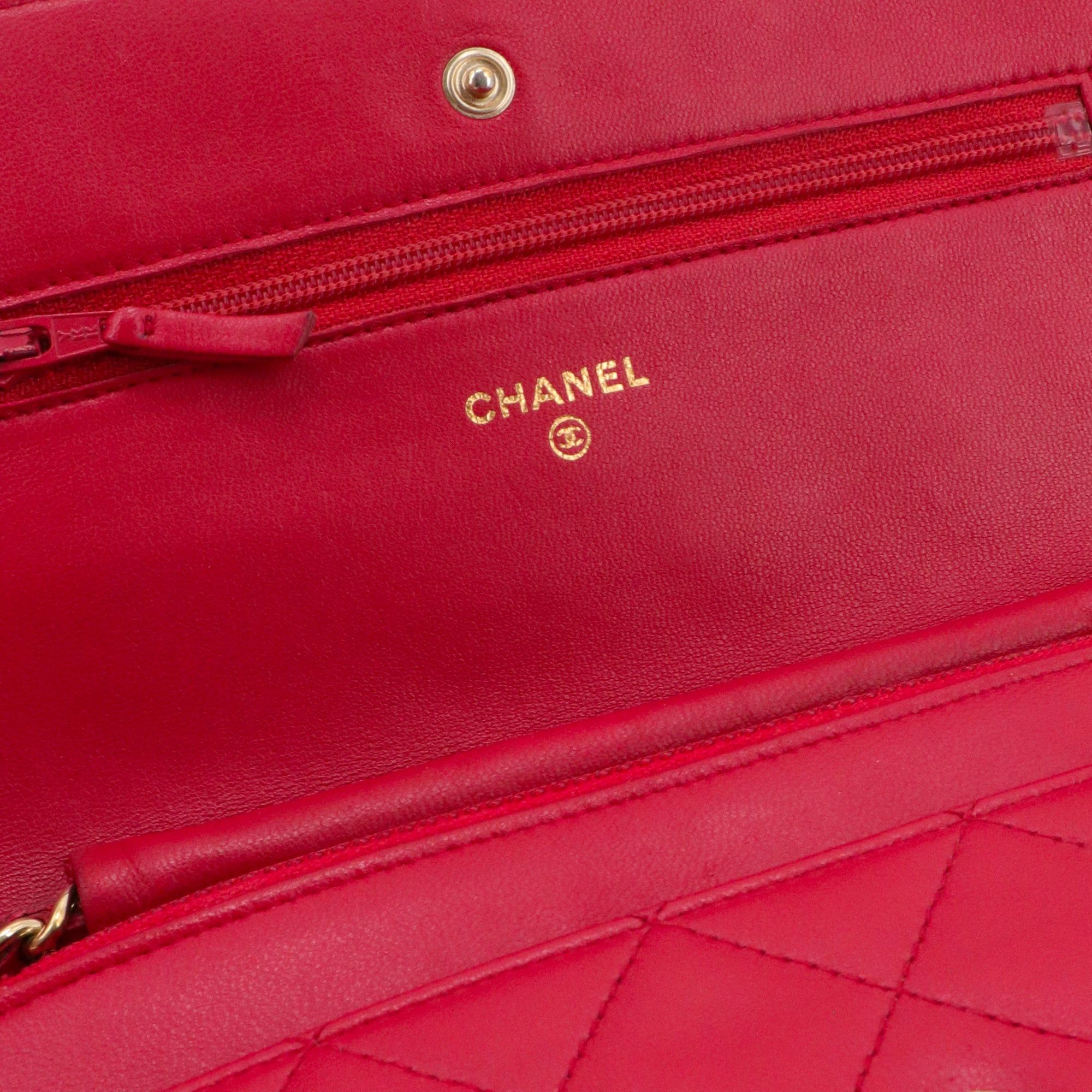 Chanel CHANEL - Chanel Wallet On Chain shoulder bag in red smooth leather Size ONE SIZE - 9 Thumbnail