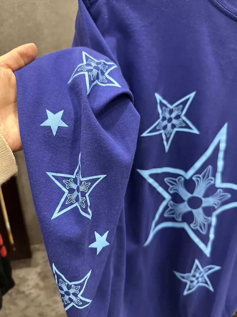 Chrome Hearts Blue Long Sleeve Unisex Star Shirt Size US M / EU 48-50 / 2 - 3 Thumbnail
