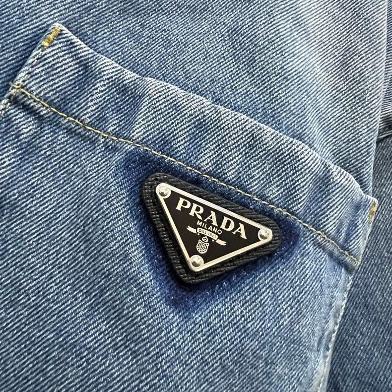 Prada Prada Blue Logo Denim Shirt Size US XL / EU 56 / 4 - 3 Thumbnail