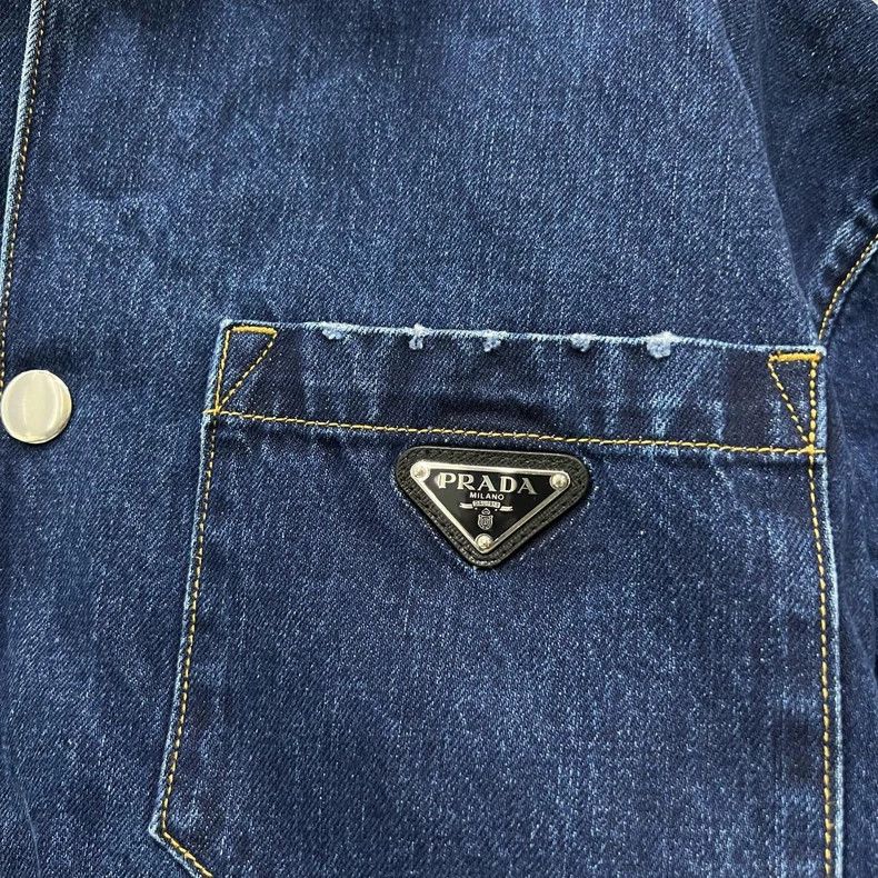 Prada Prada Denim Short Sleeve Shirt Size US L / EU 52-54 / 3 - 3 Thumbnail