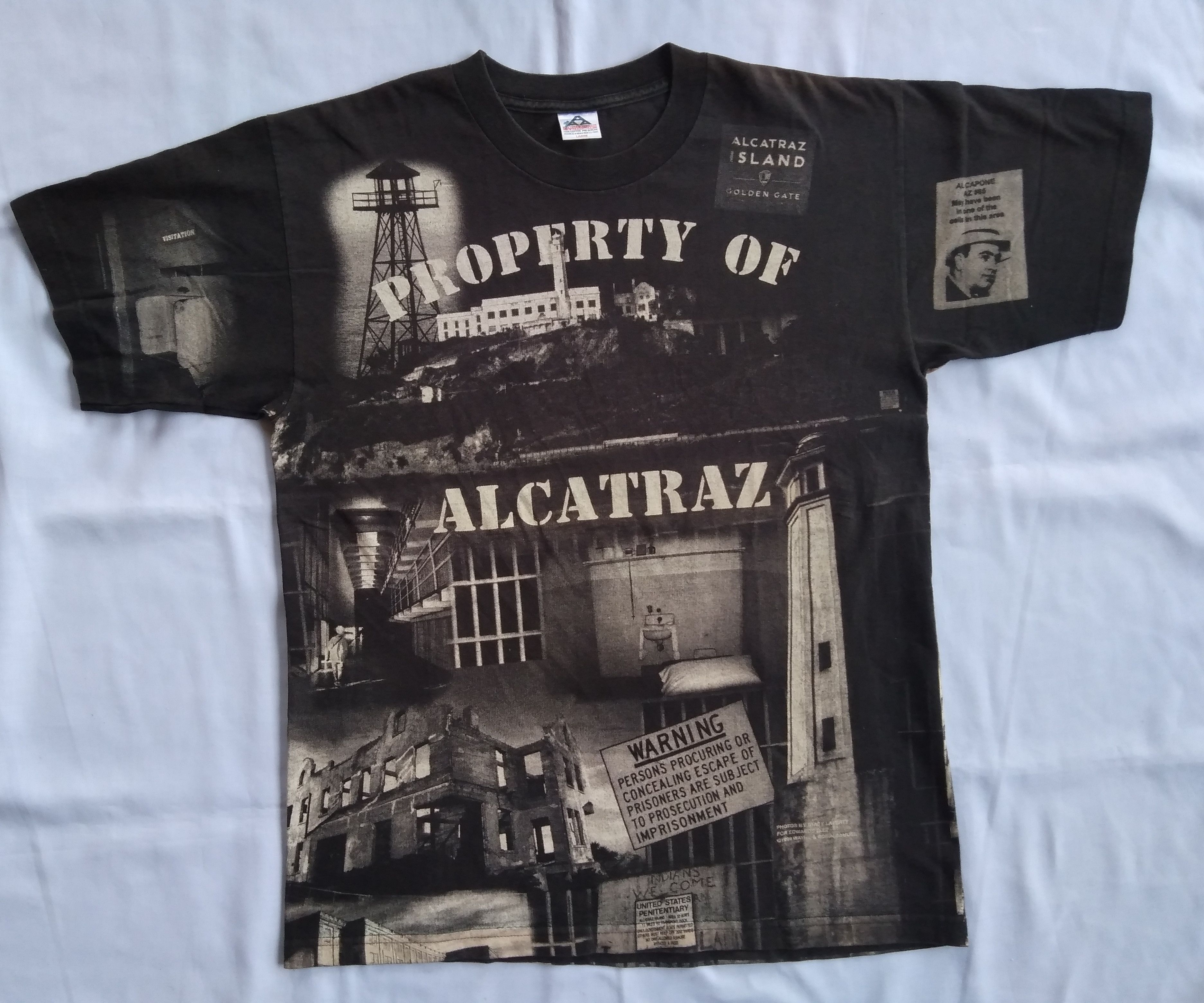Vintage vintage 90s ALCATRAZ aop al capone Size US L / EU 52-54 / 3 - 3 Thumbnail