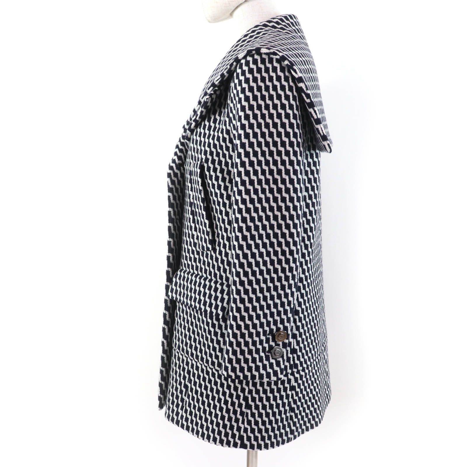 Chanel Chanel Chanel Hexagon COCO Button Zigzag Pattern Wool Coat Others Outerwear P59081V39106 DUTY FREE for USA Size ONE SIZE - 2 Thumbnail