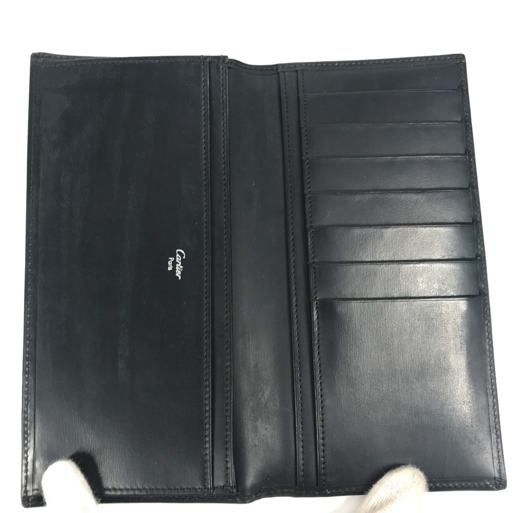 Cartier CARTIER Must Line Logo Billfold Accessory Wallet Bi-fold Long Leather Men's Women's Black Size ONE SIZE - 7 Thumbnail