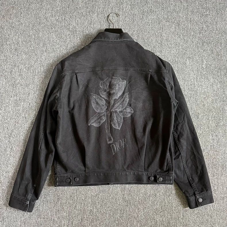 Dior Black Distressed Floral Denim Jacket Size US L / EU 52-54 / 3 - 3 Thumbnail