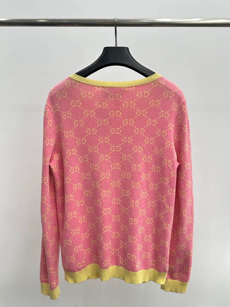 Gucci Gucci Logo Print Knit Sweater Pink Size US XL / EU 56 / 4 - 2 Thumbnail