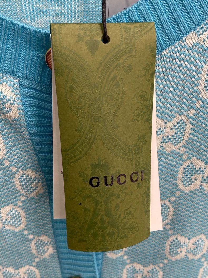 Gucci Blue Gucci Knitted Cardigan with Gold Buttons Size US XXL / EU 58 / 5 - 5 Thumbnail