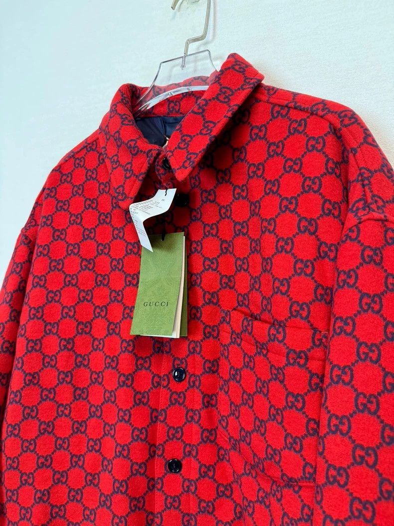 Gucci Gucci Red GG Print Shirt Coat Size US XL / EU 56 / 4 - 3 Thumbnail
