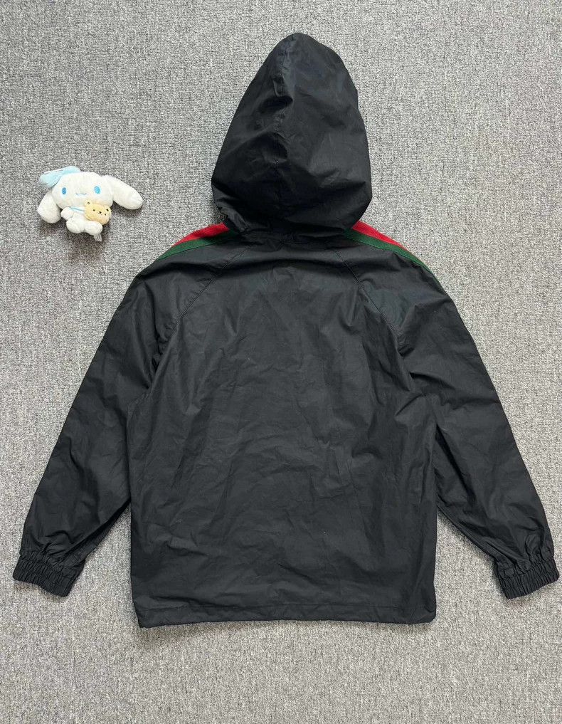 Gucci Gucci Black Hooded Jacket with Stripes Size US XL / EU 56 / 4 - 2 Thumbnail