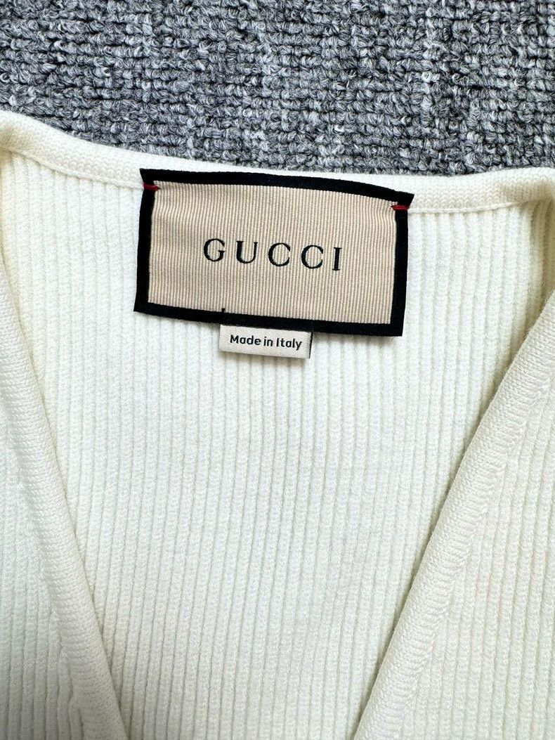 Gucci Gucci White Knit Cardigan with Logo Size US S / EU 44-46 / 1 - 3 Thumbnail