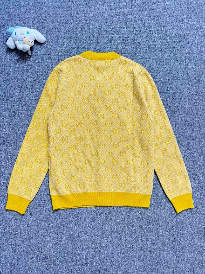 Gucci New Gucci Yellow Logo Knit Cardigan Size US S / EU 44-46 / 1 - 2 Thumbnail