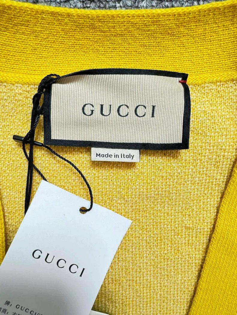 Gucci New Gucci Yellow Logo Knit Cardigan Size US S / EU 44-46 / 1 - 4 Thumbnail