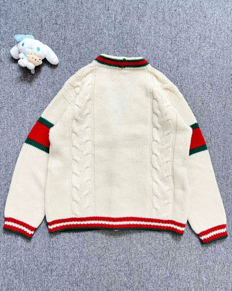 Gucci Gucci White Red Green Knit Cardigan Size US XS / EU 42 / 0 - 2 Thumbnail