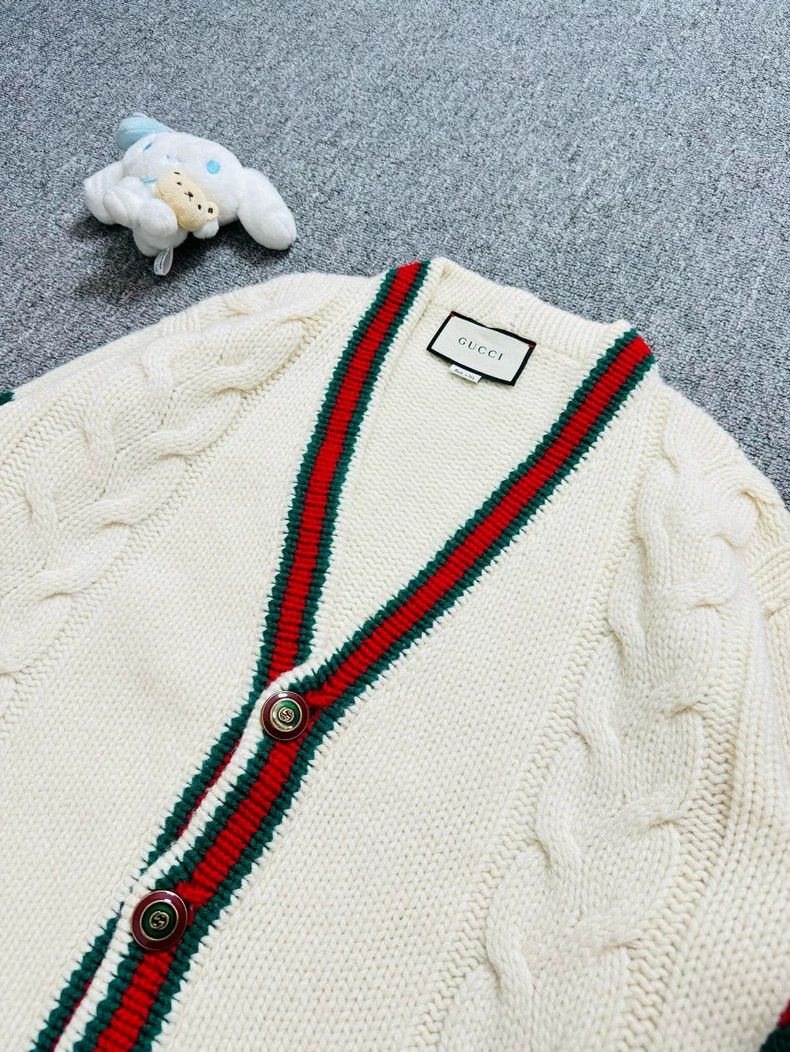 Gucci Gucci White Red Green Knit Cardigan Size US XS / EU 42 / 0 - 3 Thumbnail