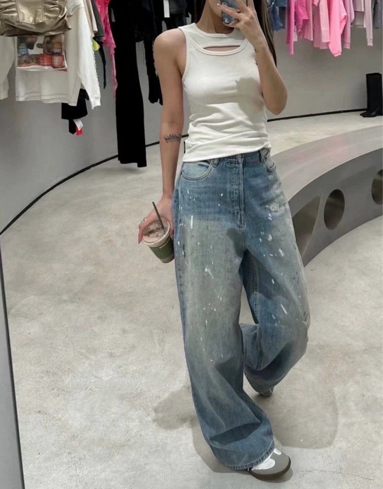 Acne Studios Acne Studios Baggy Denim Pants with Paint Splatter Size US 34 / EU 50 - 6 Thumbnail