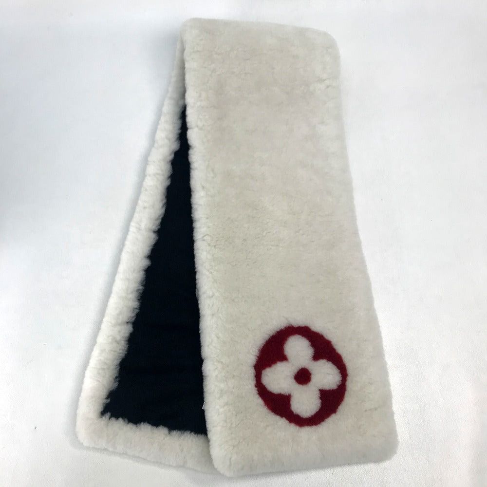 Louis Vuitton Louis Vuitton M70434 Monogram Flower Shallp Shirring Darling Stall Scarf Cashmere Women White×Red Size ONE SIZE - 3 Thumbnail