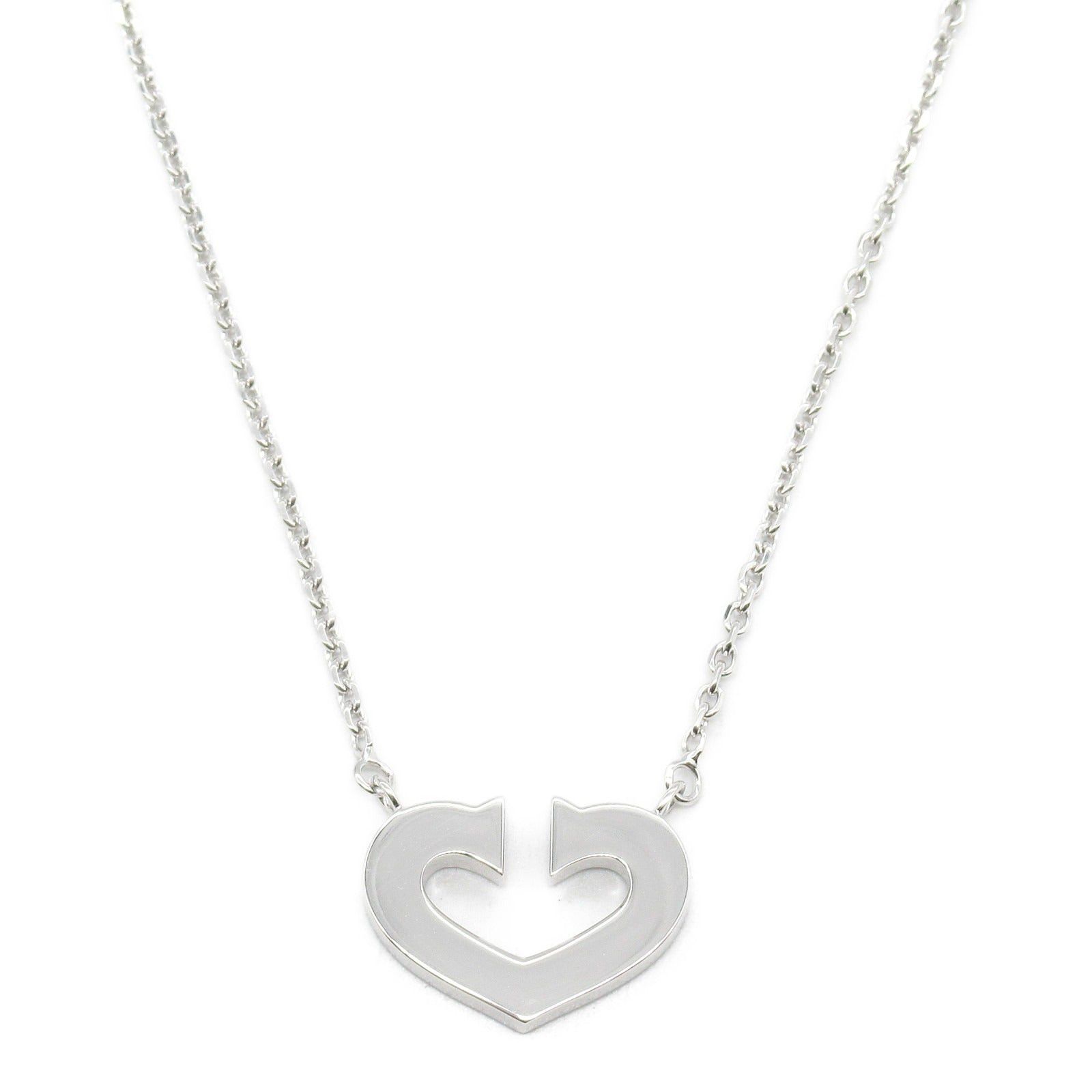 Cartier Cartier C Heart Necklace K18Wg (White Gold) Silver Size ONE SIZE - 2 Thumbnail