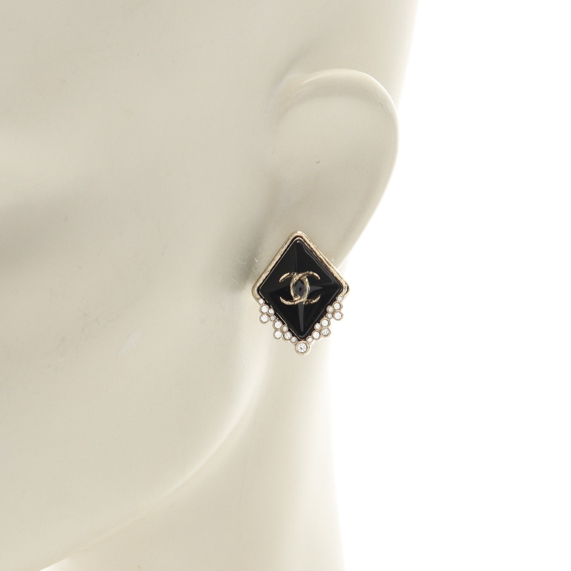 Chanel Chanel Coco Mark Earrings Gp Gold Black D21A Size ONE SIZE - 4 Thumbnail