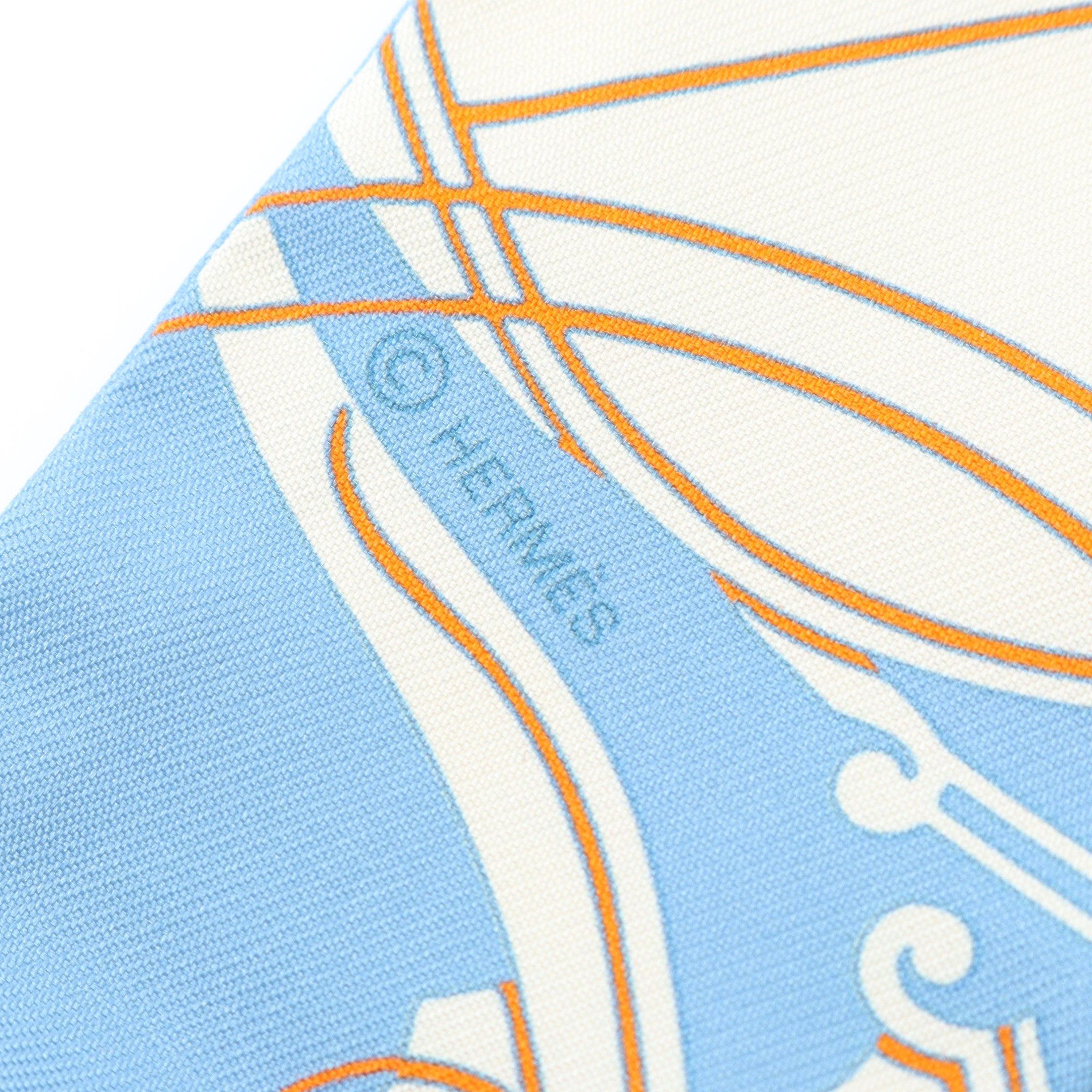 Hermes Hermes Twilly Ex-Libris Ribbon Scarf Silk Blue Multicolor Size ONE SIZE - 2 Thumbnail