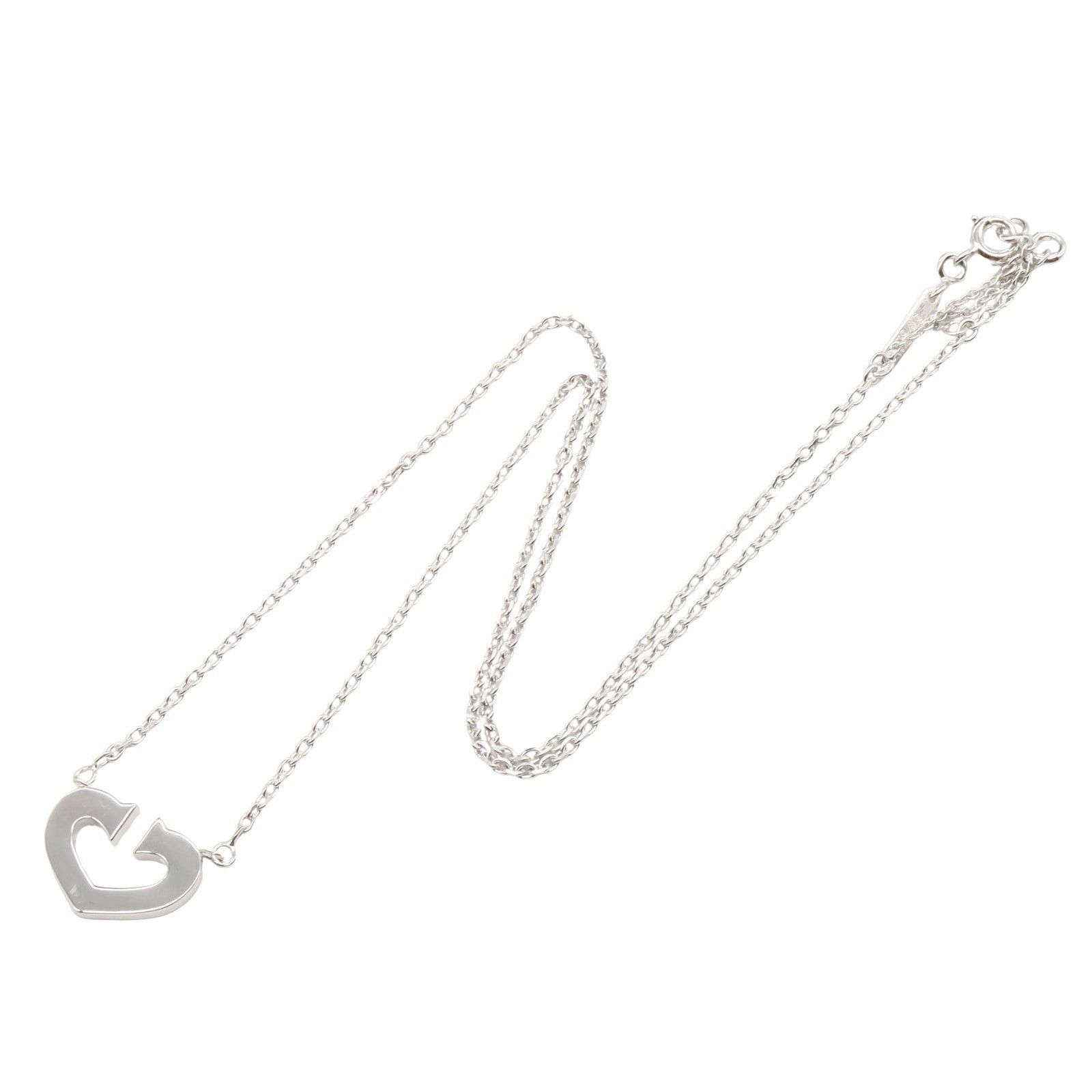 Cartier Cartier C Heart Necklace K18Wg (White Gold) Silver Size ONE SIZE - 3 Thumbnail