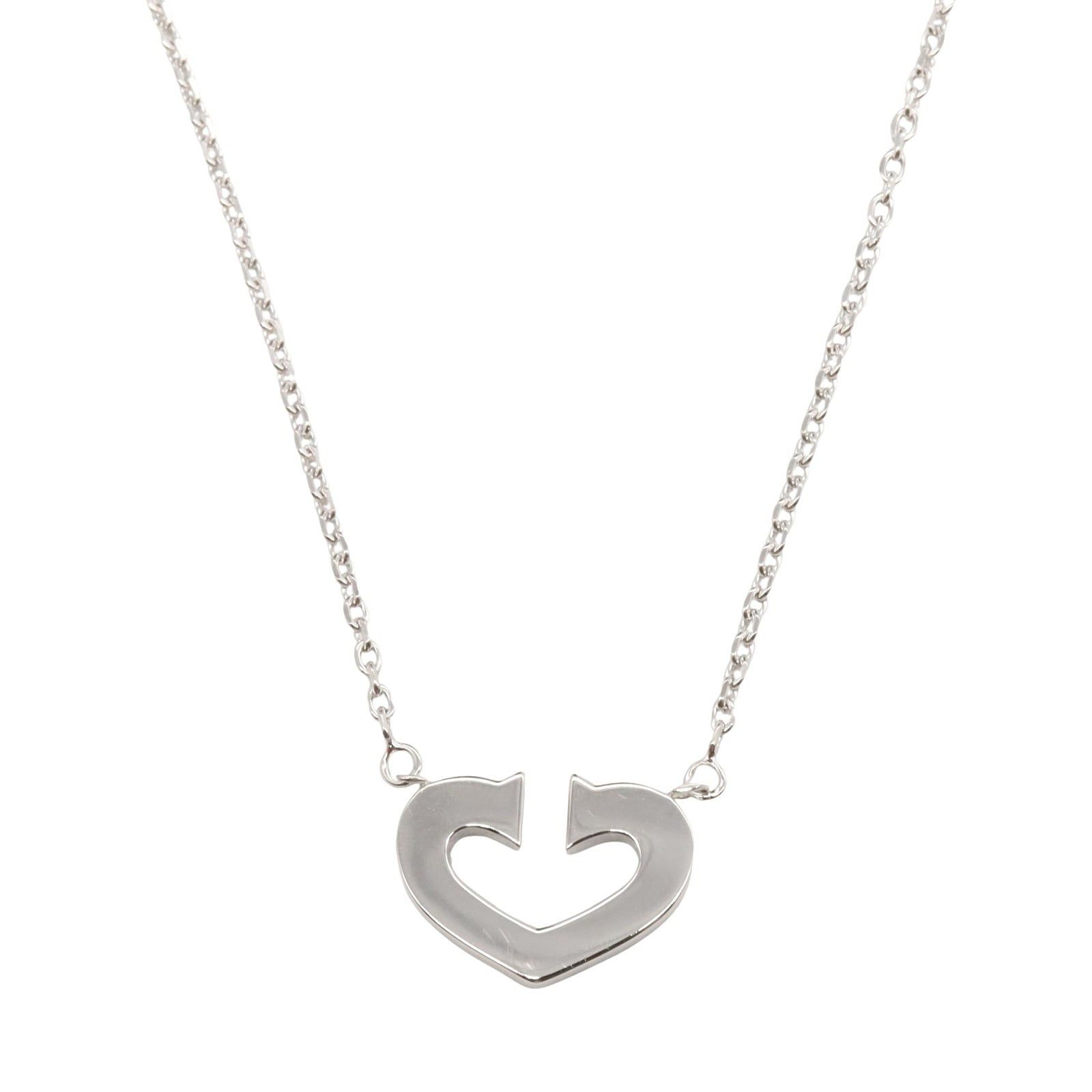 Cartier Cartier C Heart Necklace K18Wg (White Gold) Silver Size ONE SIZE - 2 Thumbnail