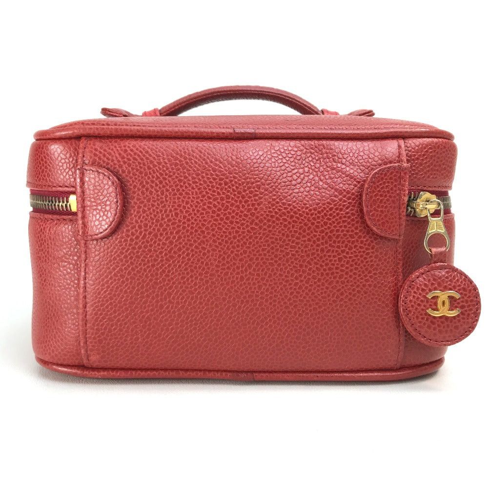 Chanel Chanel Cc Coma Mark Landscape Orientation Cosmetic Pouch Briefcase Handbag Caviar Skin Women Red And Gold Hardware Size ONE SIZE - 2 Thumbnail
