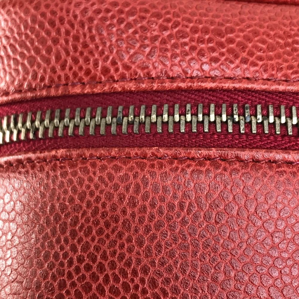 Chanel Chanel Cc Coma Mark Landscape Orientation Cosmetic Pouch Briefcase Handbag Caviar Skin Women Red And Gold Hardware Size ONE SIZE - 6 Thumbnail