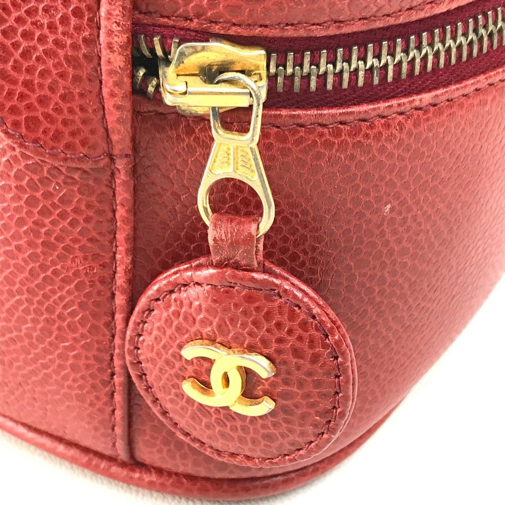 Chanel Chanel Cc Coma Mark Landscape Orientation Cosmetic Pouch Briefcase Handbag Caviar Skin Women Red And Gold Hardware Size ONE SIZE - 5 Thumbnail
