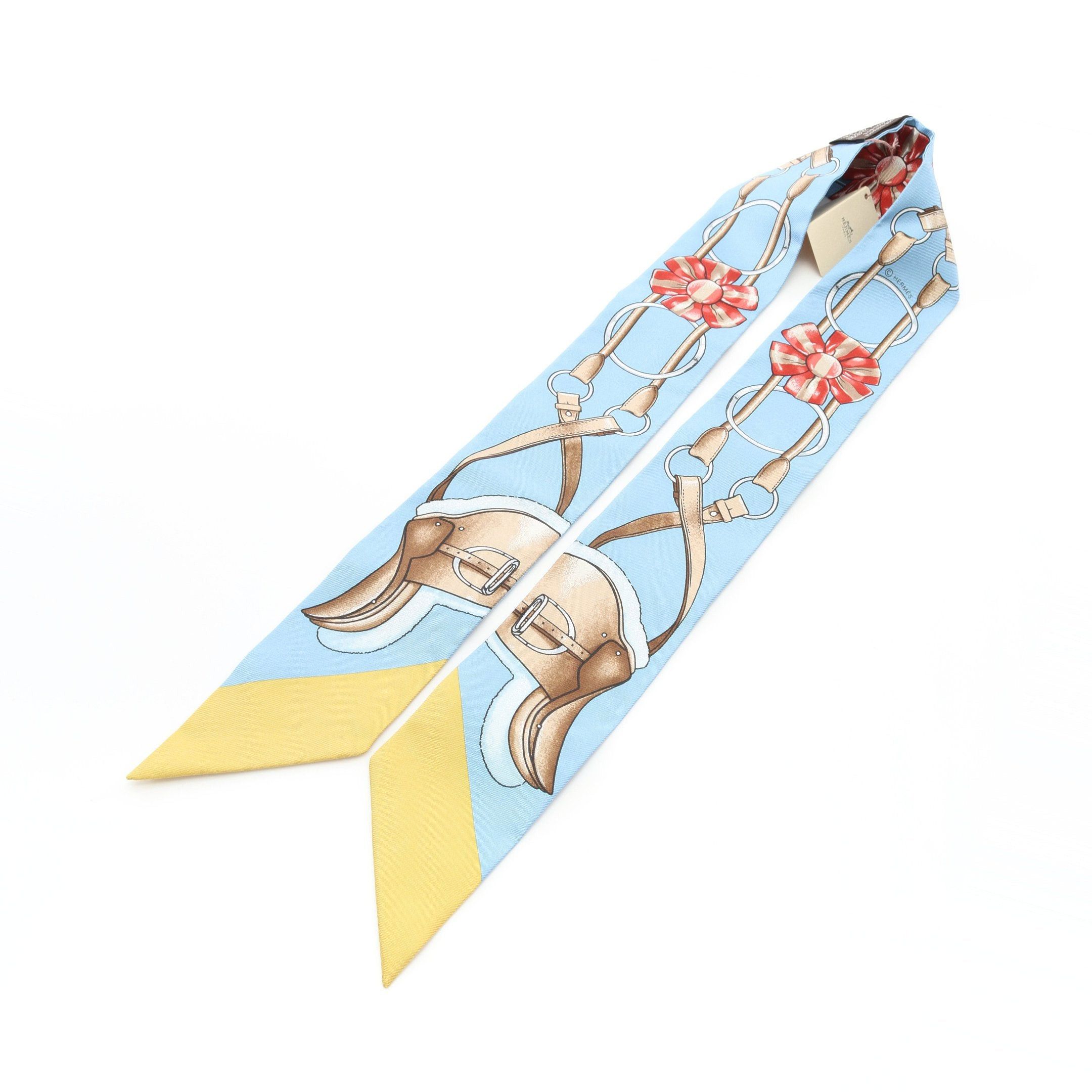 Hermes Hermes Twilly Jumping Ribbon Scarf Silk Blue Multicolor Size ONE SIZE - 5 Thumbnail