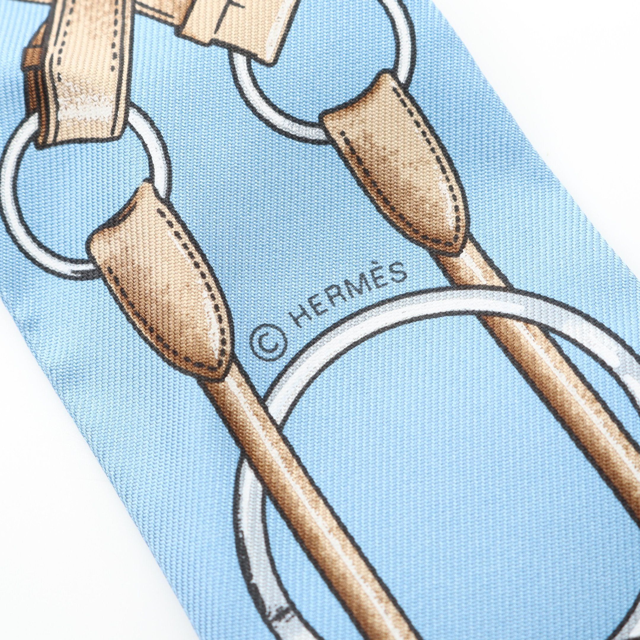 Hermes Hermes Twilly Jumping Ribbon Scarf Silk Blue Multicolor Size ONE SIZE - 2 Thumbnail