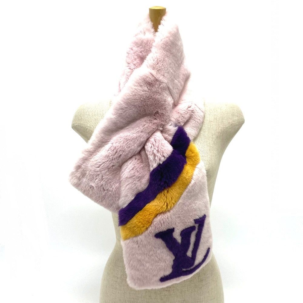 Louis Vuitton Louis Vuitton M70272 Lv Logo Shallp Tippet Fur Scarf Silk Women Pink Size ONE SIZE - 10 Thumbnail