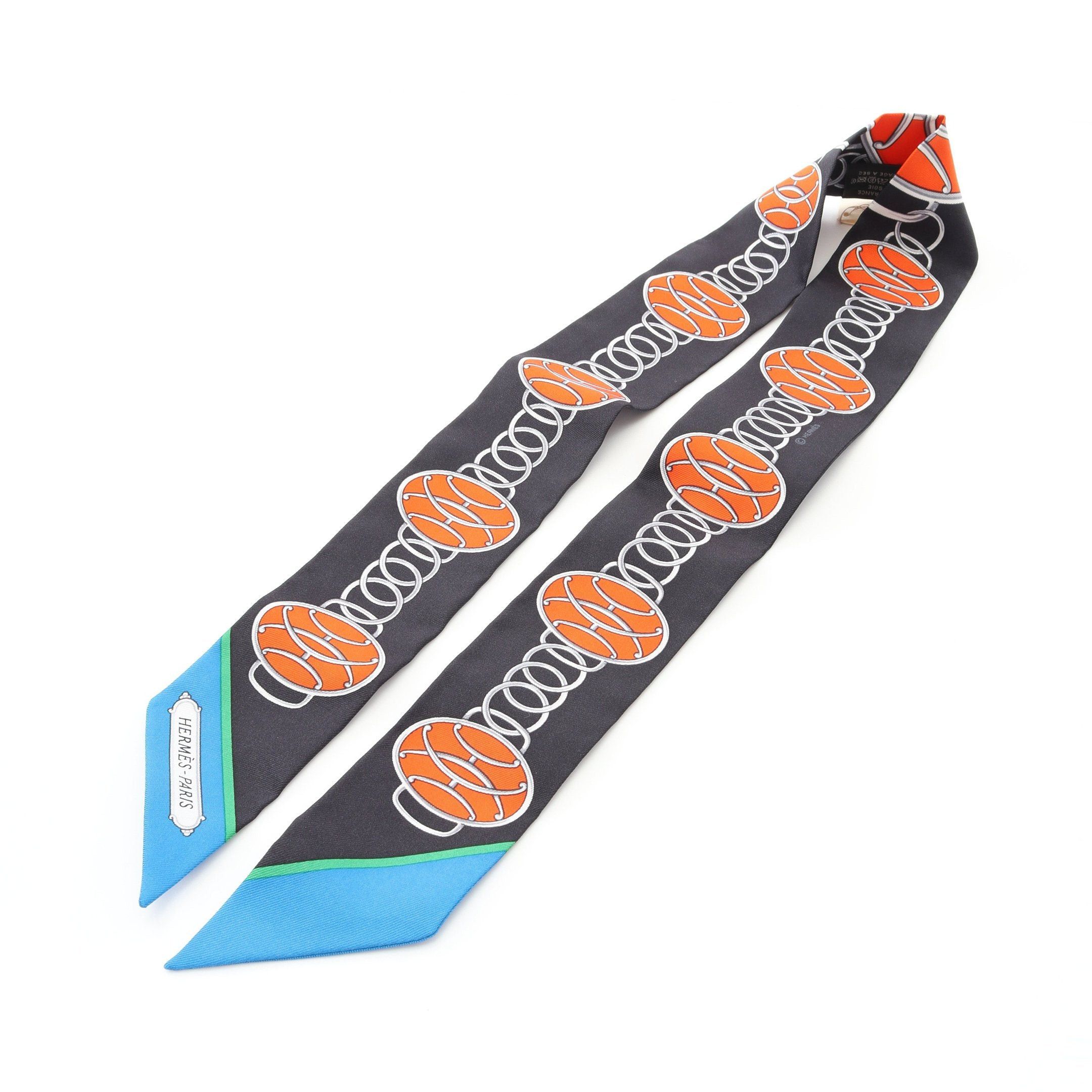 Hermes Hermes Twilly Lift Profile Ribbon Scarf Silk Black Multicolor Size ONE SIZE - 4 Thumbnail