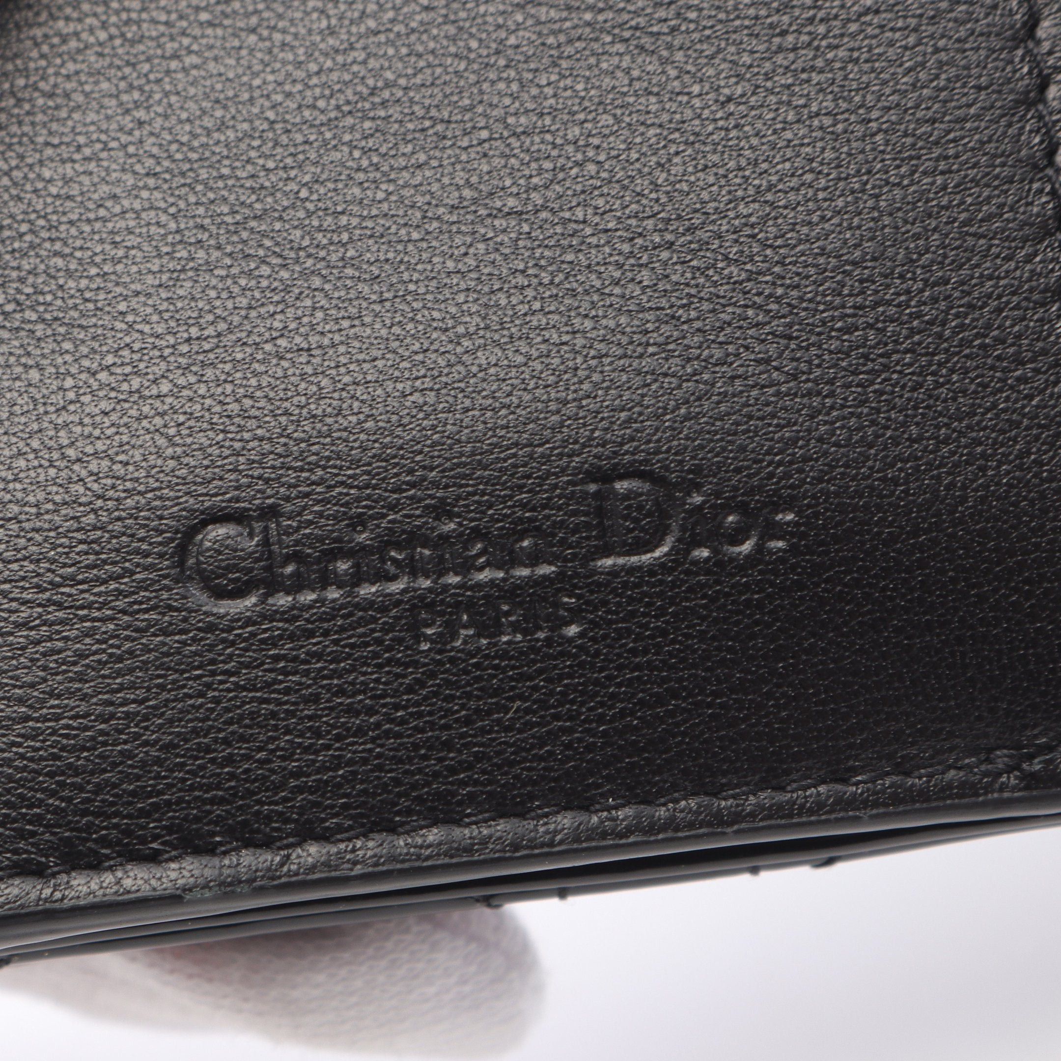 Dior Dior Lady Dior Canage Trifold Wallet Leather Black Size ONE SIZE - 4 Thumbnail