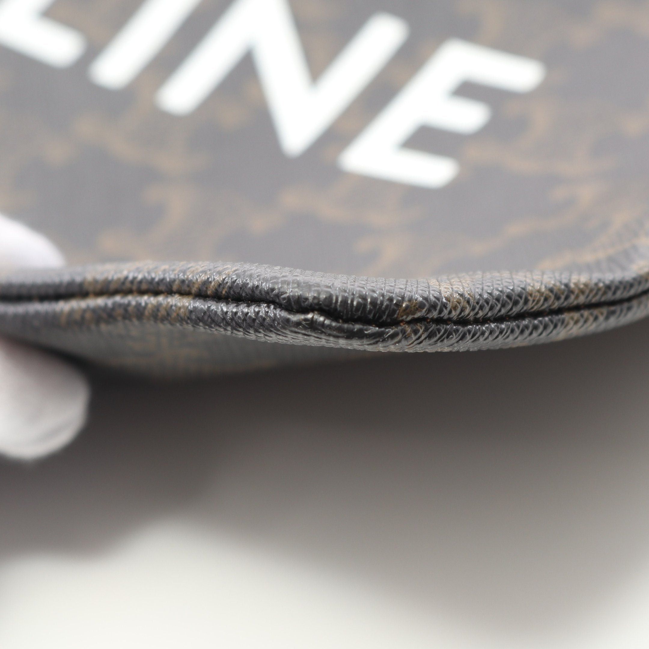 Celine Celine Triomphe Pouch Leather Black Brown Size ONE SIZE - 9 Thumbnail