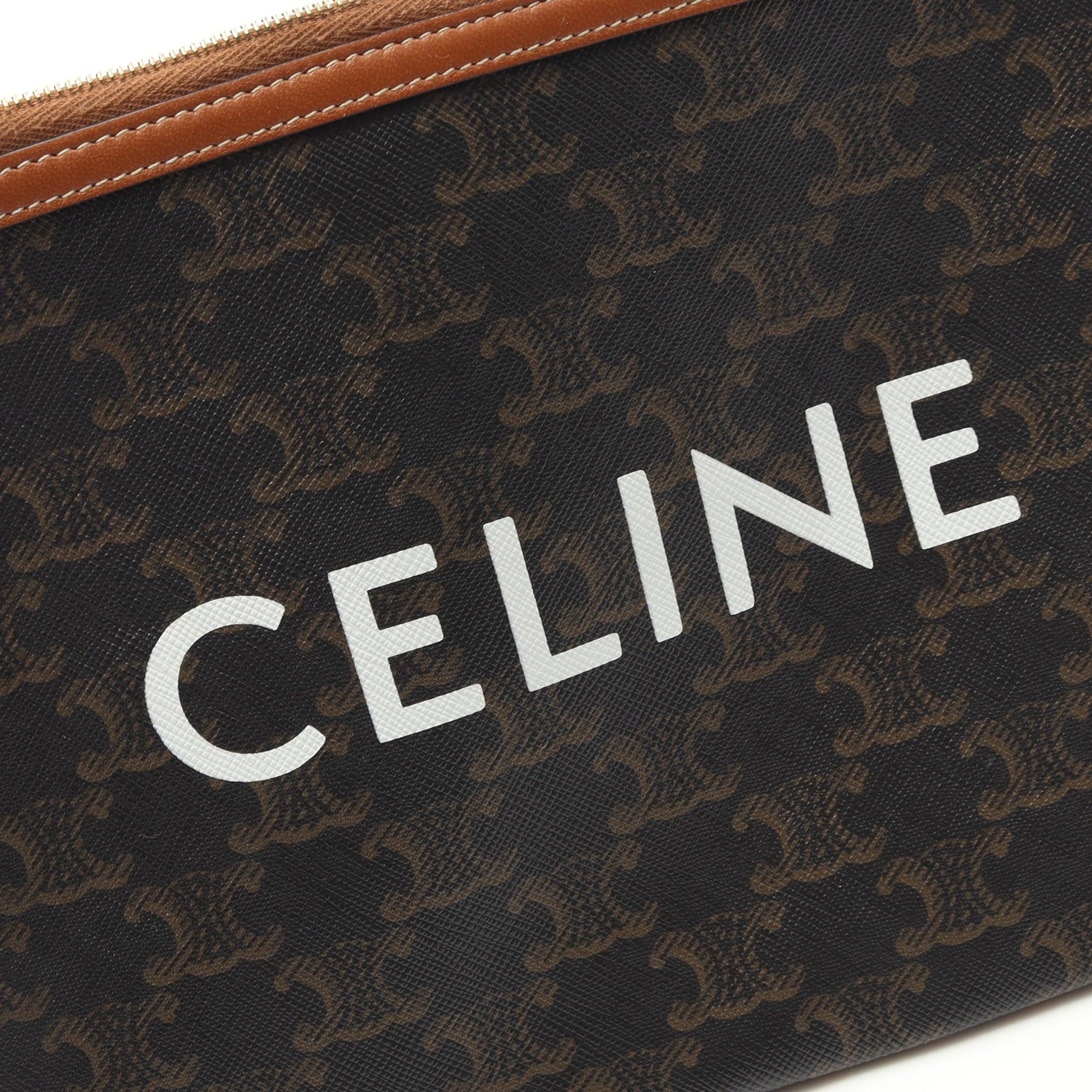 Celine Celine Triomphe Pouch Leather Black Brown Size ONE SIZE - 4 Thumbnail