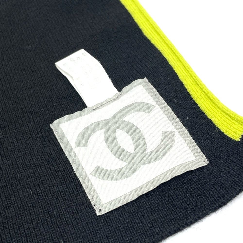 Chanel Chanel Sports Cc Coma Mark Scarf Wool/Cashmere Unisex Black×Fluorescent Green Size ONE SIZE - 6 Thumbnail