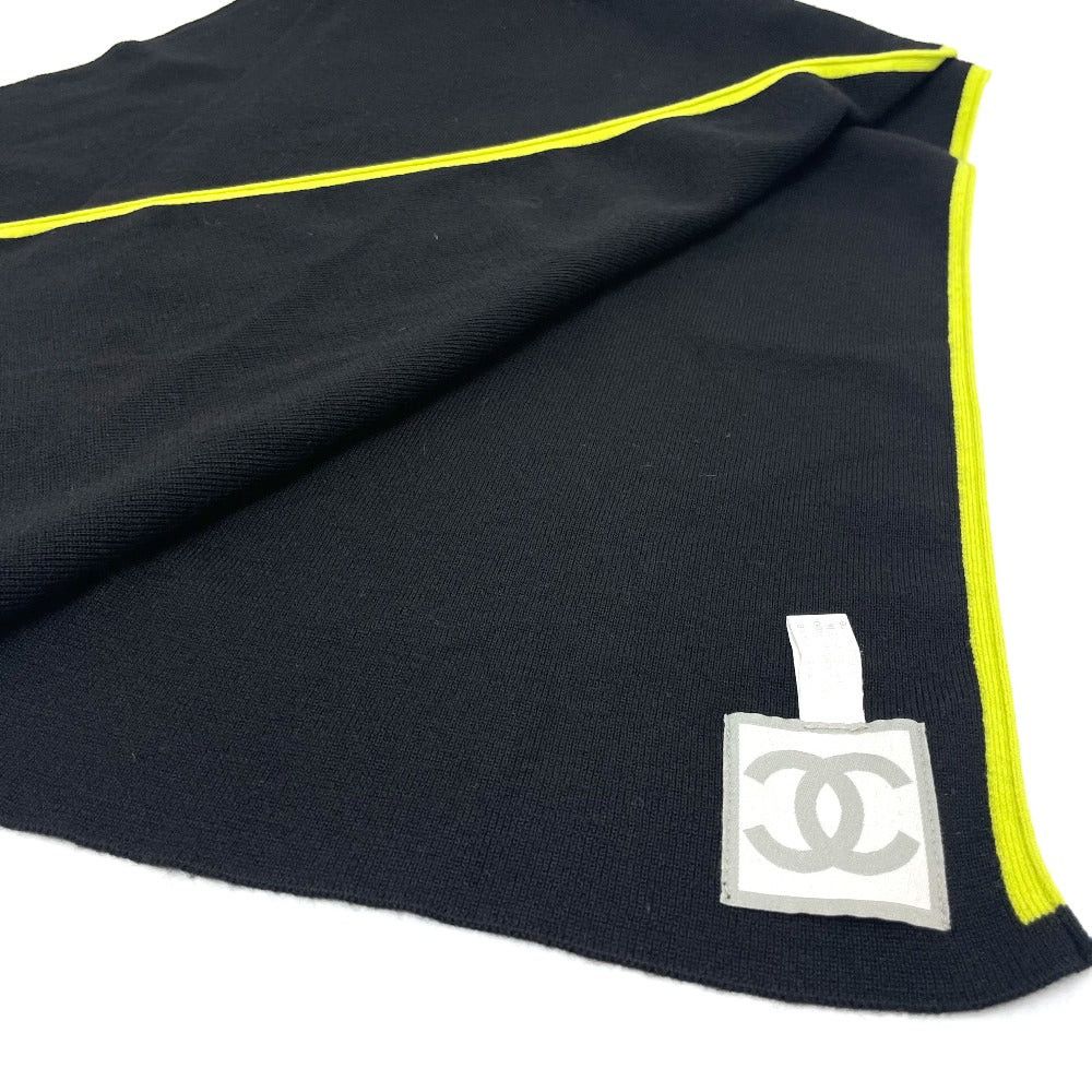 Chanel Chanel Sports Cc Coma Mark Scarf Wool/Cashmere Unisex Black×Fluorescent Green Size ONE SIZE - 7 Thumbnail