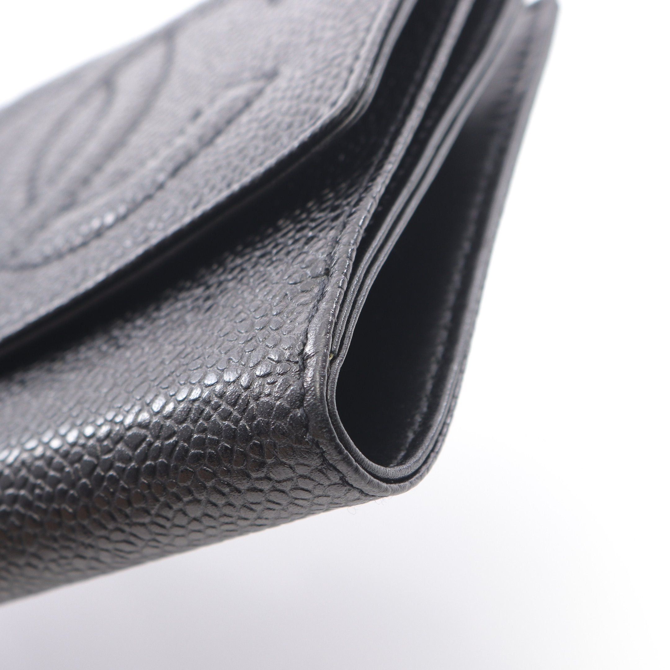 Chanel Chanel Coco Mark Double Hook Wallet Bi-Fold Caviar Skin Black Gold Hardware Size ONE SIZE - 9 Thumbnail