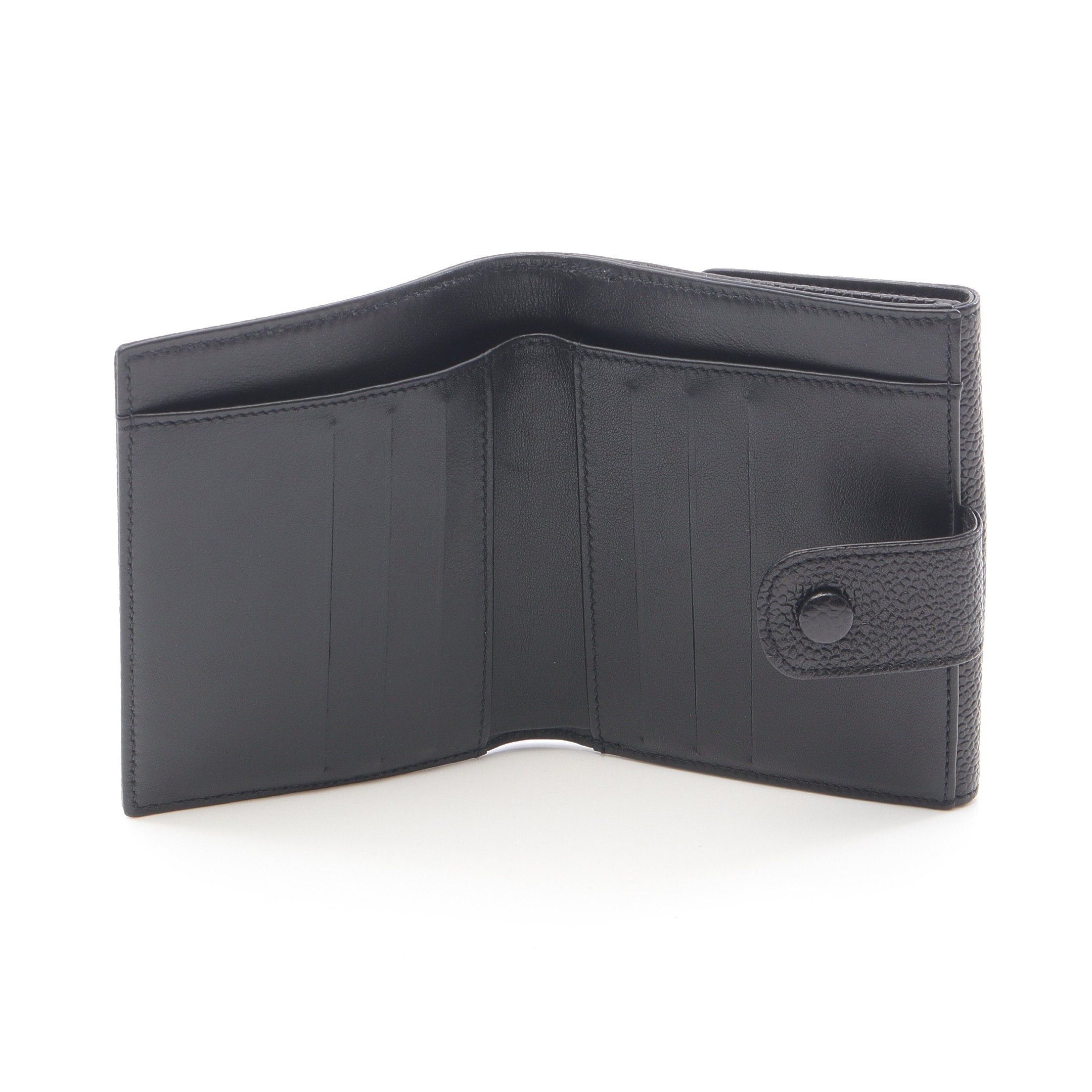 Chanel Chanel Coco Mark Double Hook Wallet Bi-Fold Caviar Skin Black Gold Hardware Size ONE SIZE - 3 Thumbnail