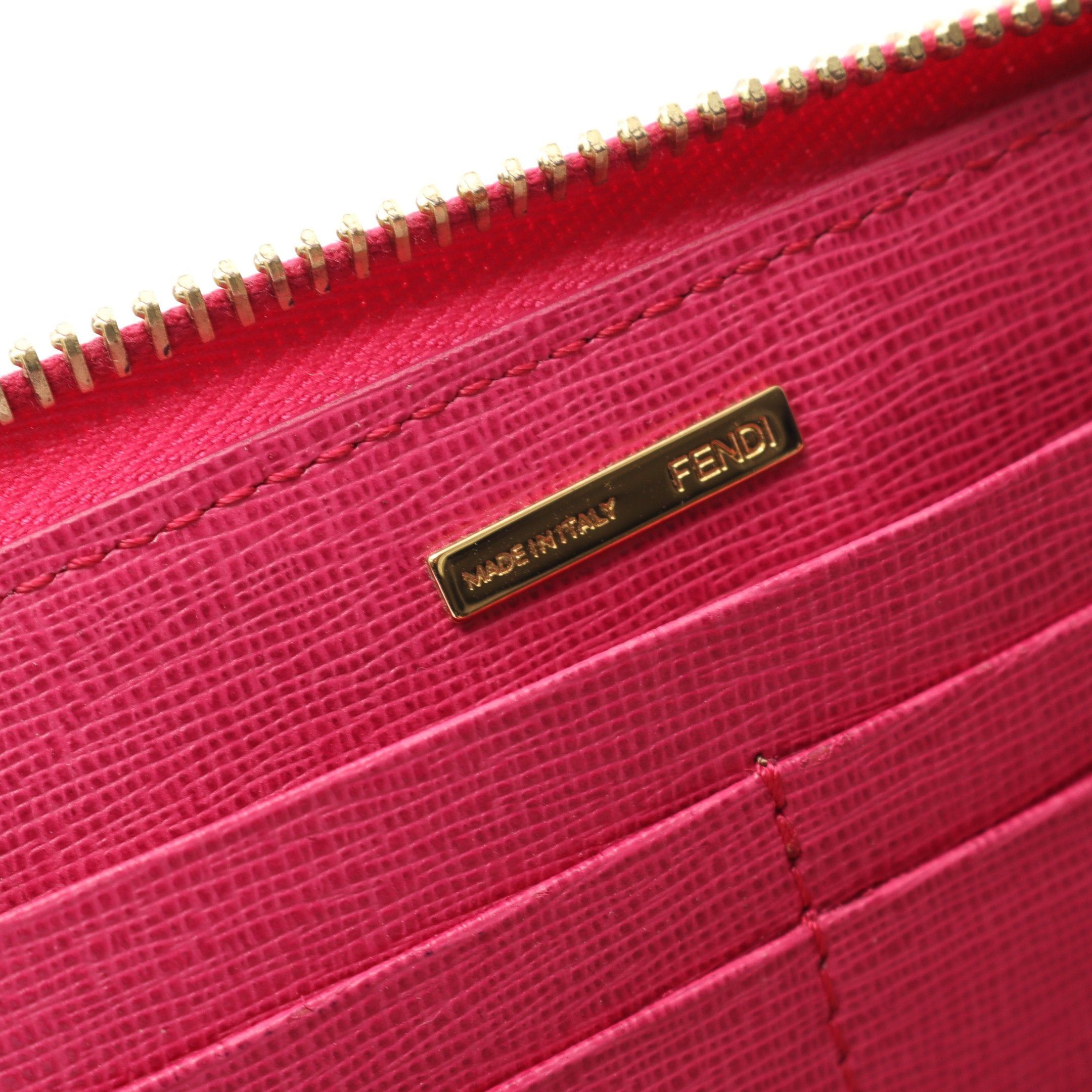 Fendi Fendi By The Way Zucca Round Zipper Long Wallet Leather Brown Pink Purple Size ONE SIZE - 4 Thumbnail