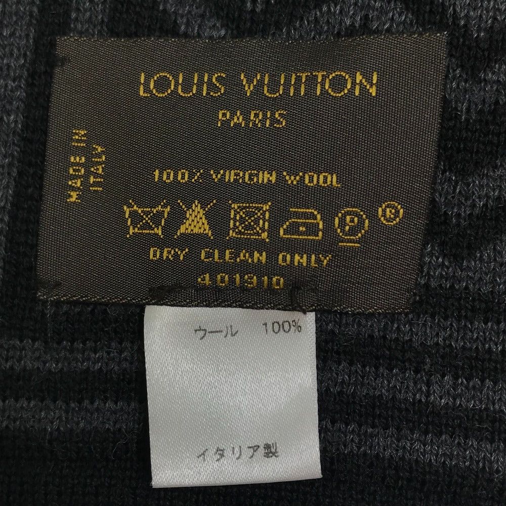 Louis Vuitton Louis Vuitton 401910 Chevron Stripe Patterned All Over Logo Scarf Wool Men Black/Gray Size ONE SIZE - 11 Thumbnail