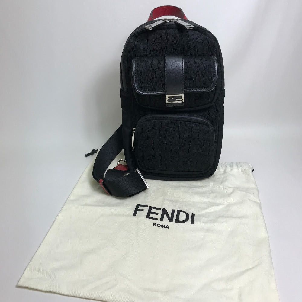 Fendi Fendi 7Vz049 Belt Bag Zukka Ff Pattern Briefcase Cross Body Shoulder Fabric/Leather Men Nero Black/Red Size ONE SIZE - 11 Thumbnail